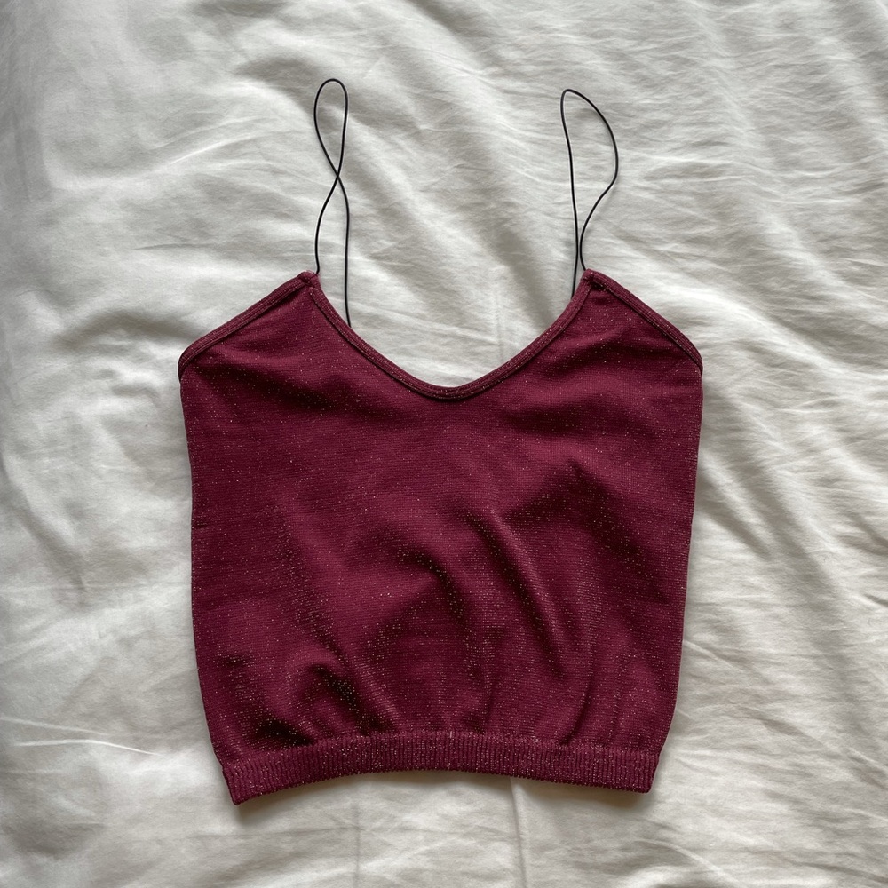 Free People Maroon Sparkle Tank